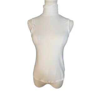2/$30 Theory Small Petite White Sleeveless Turtleneck Top